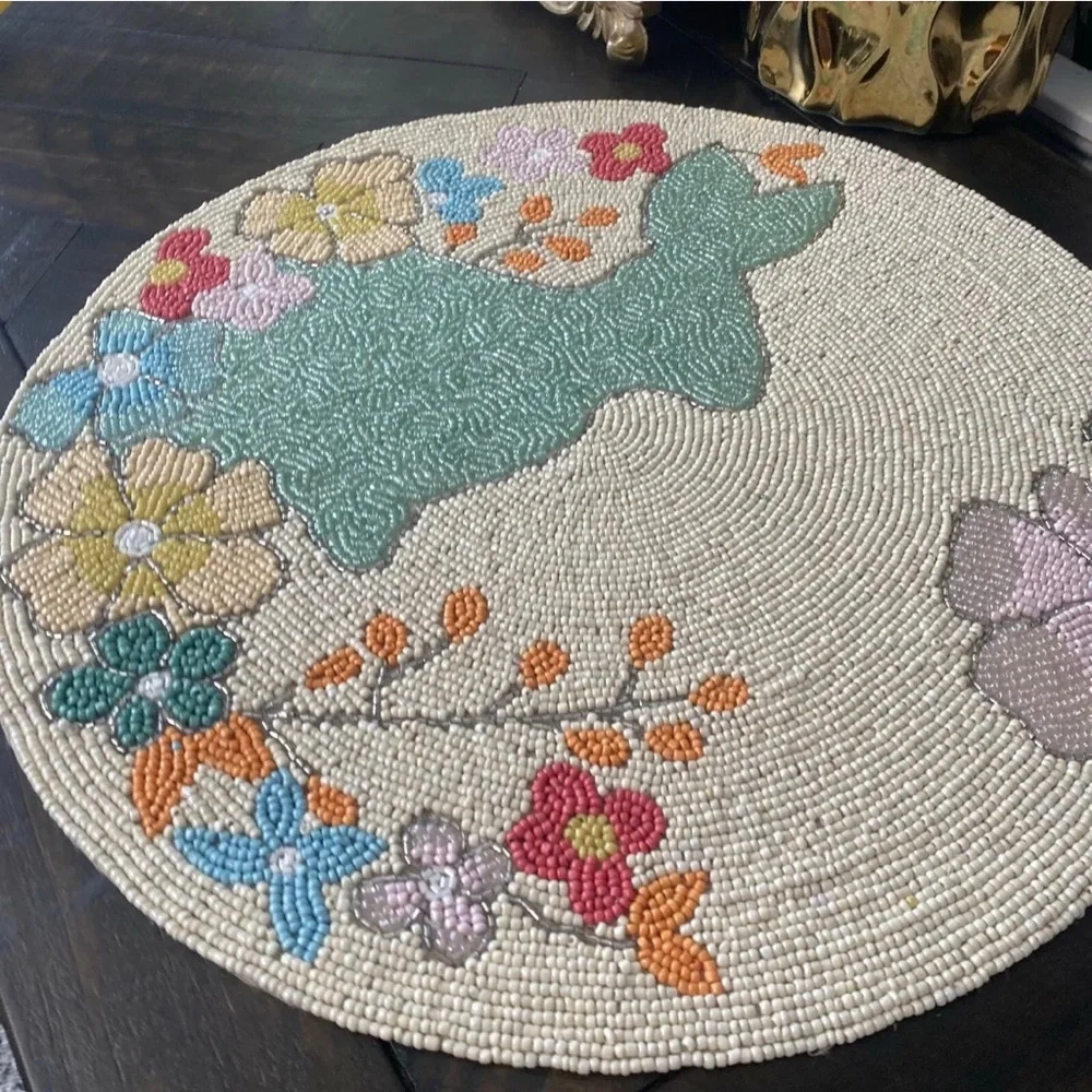 Rachel Zoe Easter Bunny Floral Spring Beaded Charger Placemat